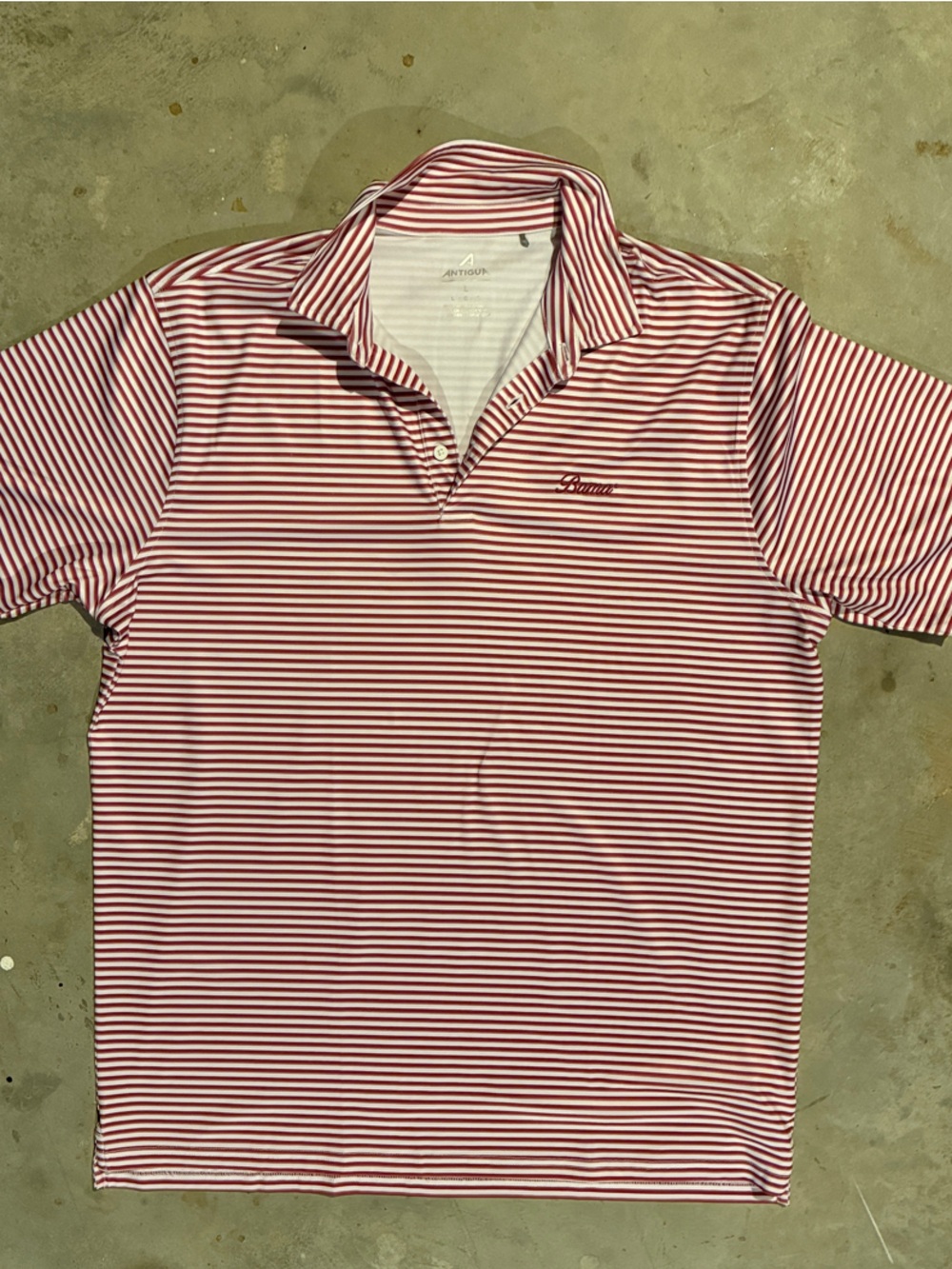 Antigua BAMA Red and White Striped Men's Polo